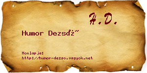 Humor Dezső névjegykártya